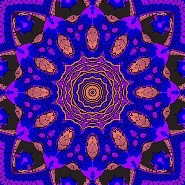 Mandala colorido vintage con adorno floral