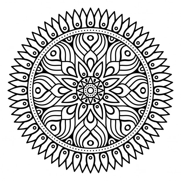 Mandala, contorno, sin color