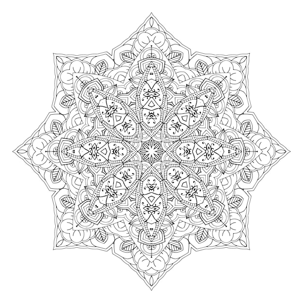Mandala de contorno para colorear fondo de pageornamental con diseño circular geométrico