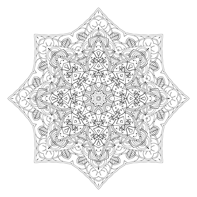 Mandala de contorno para colorear Fondo de PageOrnamental con diseño circular geométrico