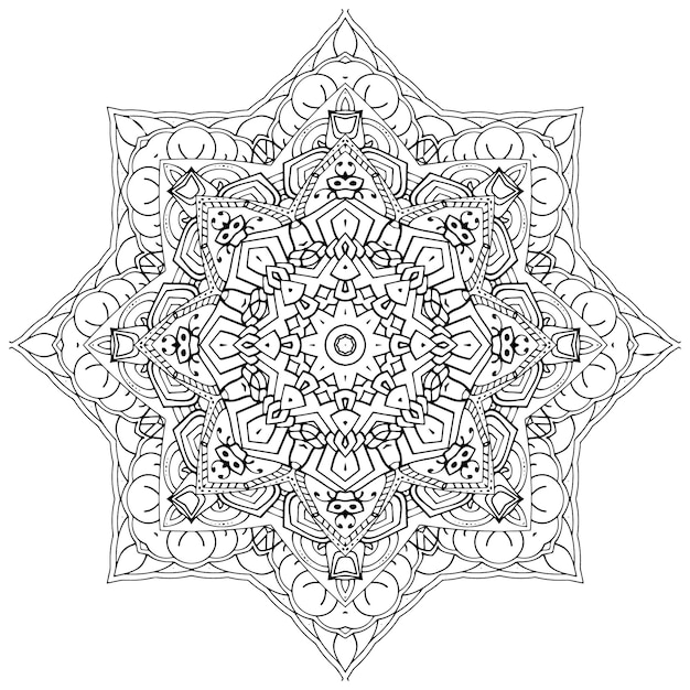 Mandala de contorno para colorear Fondo de PageOrnamental con diseño circular geométrico