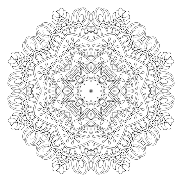 Mandala de contorno para colorear fondo de pageornamental con diseño circular geométrico