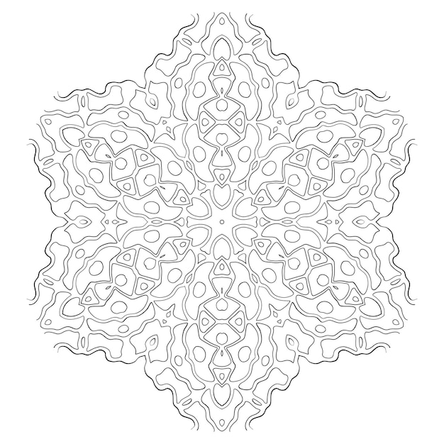 Mandala de contorno para libro de colorear, patrón de terapia antiestrés, adorno redondo decorativo