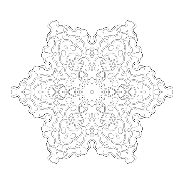 Mandala de contorno para libro de colorear, patrón de terapia antiestrés, adorno redondo decorativo