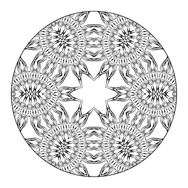 Mandala de contorno para libro de colorear, patrón de terapia antiestrés, adorno redondo decorativo