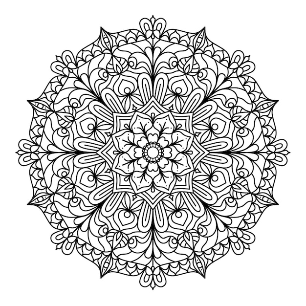 Mandala de contorno negro