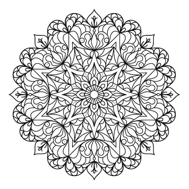 Mandala de contorno negro