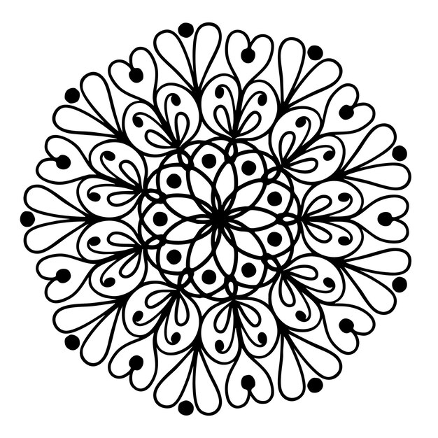 Mandala de corazones abstractos aislados con elementos florales