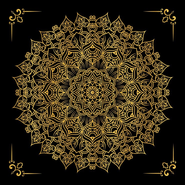 Mandala creativa de fondo de oro de lujo