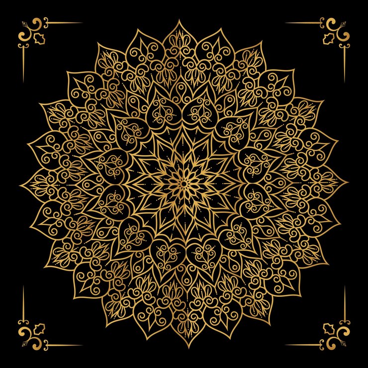 Mandala creativa de fondo de oro de lujo