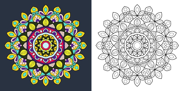 Mandala decorativa para colorear ilustración de la página del libro