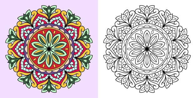 Mandala decorativa para colorear ilustración de la página del libro