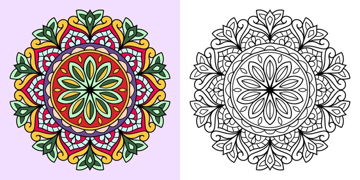 Vector mandala decorativa para colorear ilustración de la página del libro