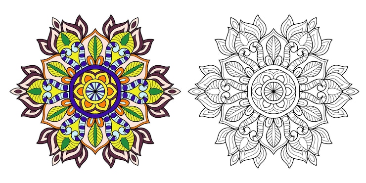 Vector mandala decorativa para colorear ilustración de la página del libro