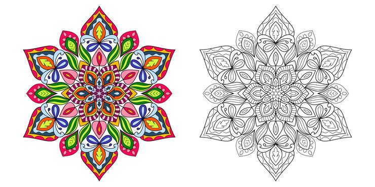 Vector mandala decorativa diseño para colorear página ilustración