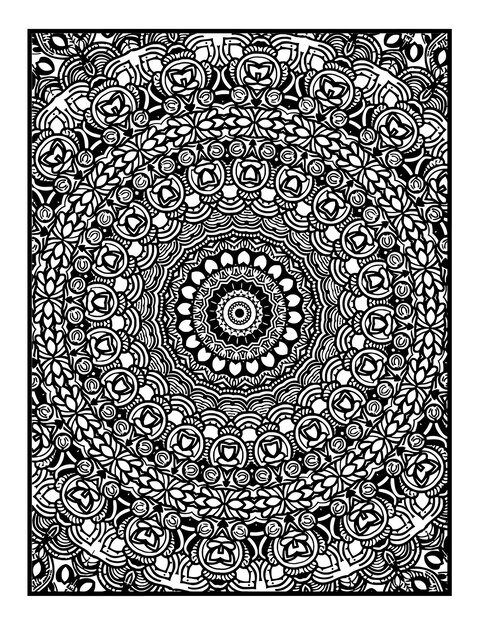 Mandala decorativa con elementos florales clásicos sobre fondo blanco Patrón abstracto sin fisuras