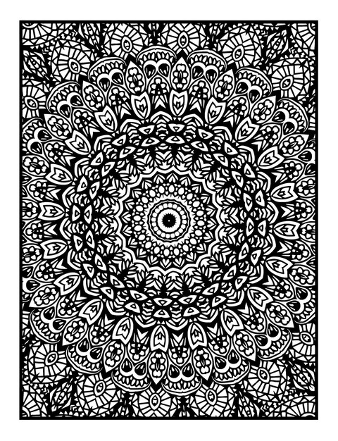 Mandala decorativa con elementos florales clásicos sobre fondo blanco Patrón abstracto sin fisuras