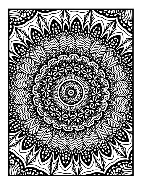 Mandala decorativa con elementos florales clásicos sobre fondo blanco Patrón abstracto sin fisuras