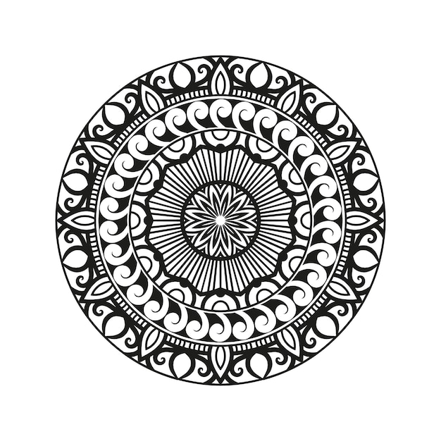 Mandala decorativa para Mehndi, boda, tatuaje, Islam. Patrón dibujado a mano. Página del libro para colorear.