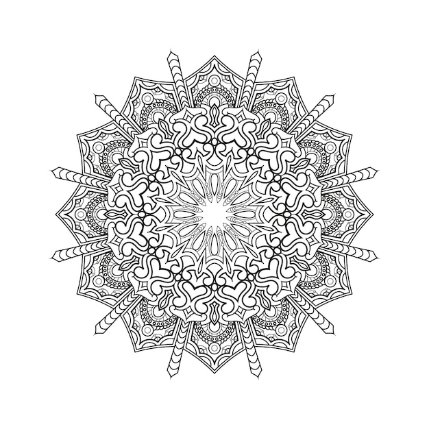 Mandala decorativa para Mehndi, boda, tatuaje, islam. Patrón dibujado a mano. Página del libro para colorear.