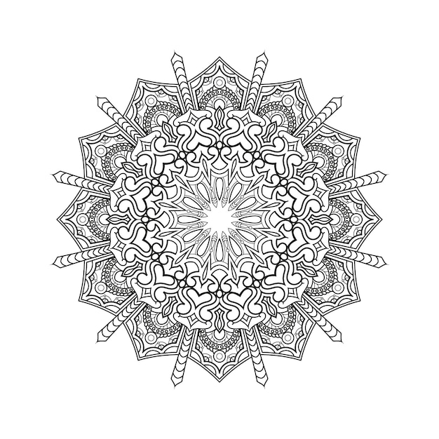 Mandala decorativa para Mehndi, boda, tatuaje, islam. Patrón dibujado a mano. Página del libro para colorear.