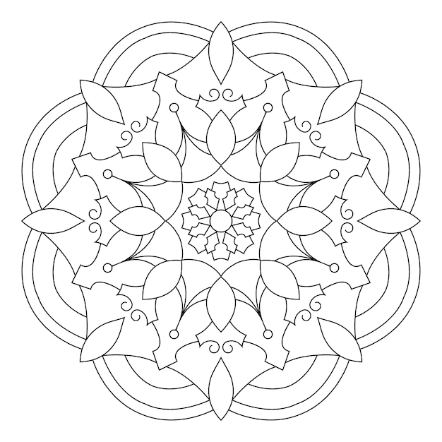 Mandala decorativa página para colorear. página de libro para colorear antiestrés para adultos. mándala en blanco y negro