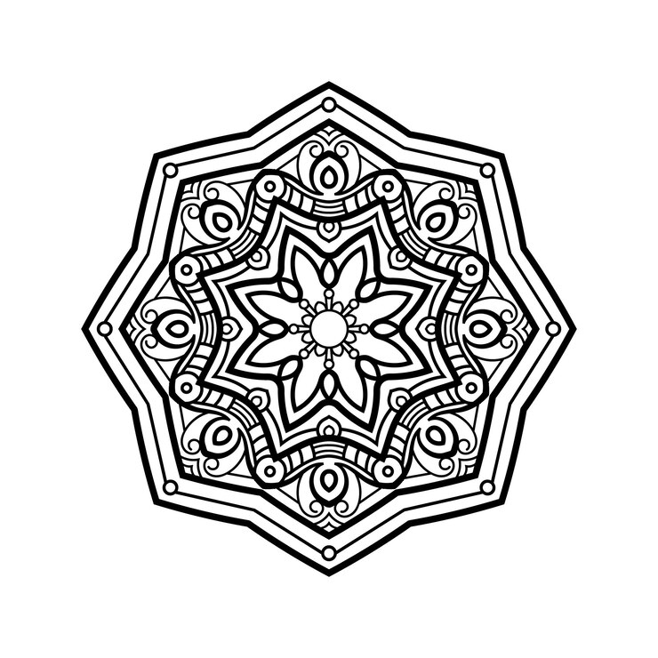 Vector mandala decorativa y patrón para la boda de mehndi islam esquema de mandalas para colorear página del libro
