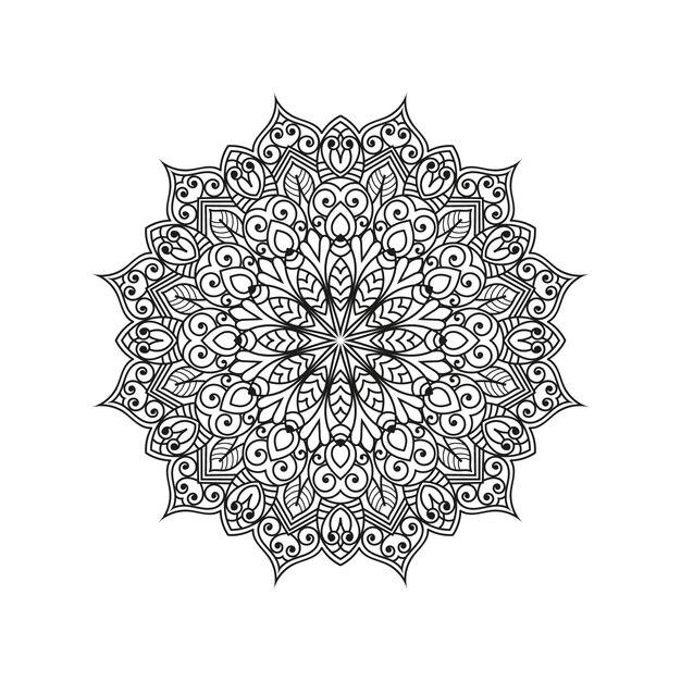 Mandala decorativa y patrón para Mehndi, boda, islam. Esboza la página del libro de colorear de mandalas.