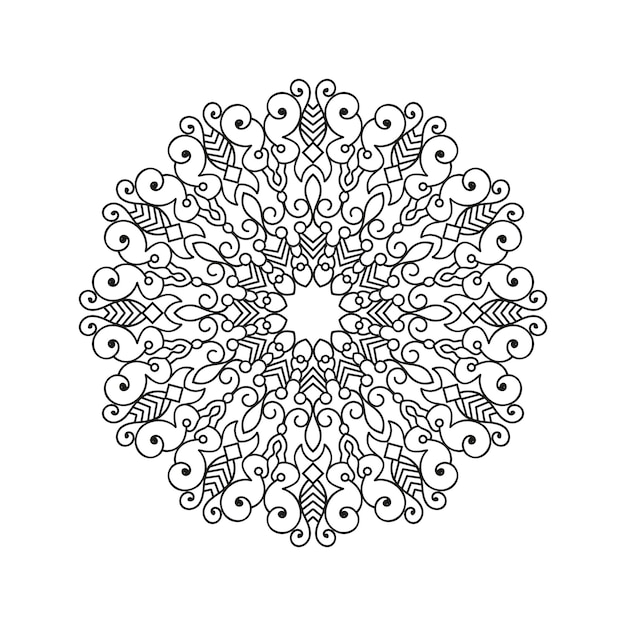 Mandala decorativa y patrón para Mehndi, boda, islam. Esboza la página del libro de colorear de mandalas.
