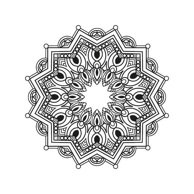 Mandala decorativa y patrón para Mehndi, boda, islam. Esboza la página del libro de colorear de mandalas.