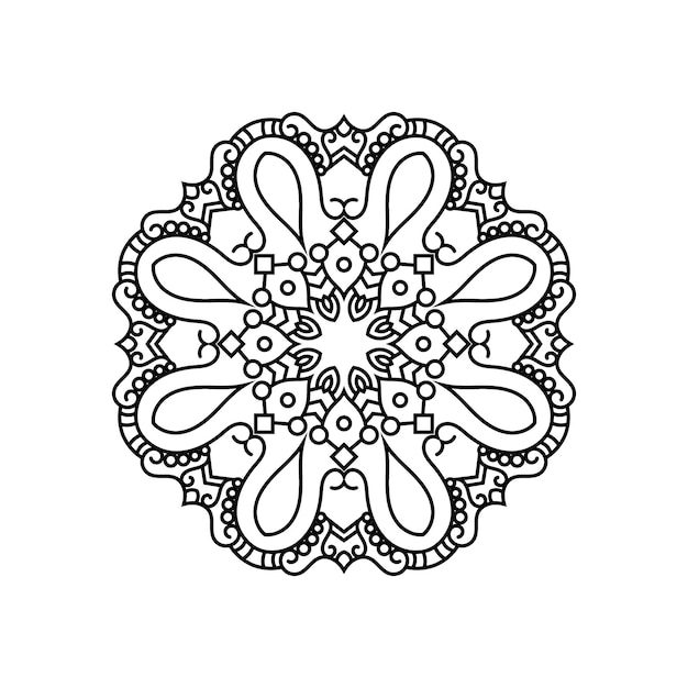 Mandala decorativa y patrón para Mehndi, boda, islam. Esboza la página del libro de colorear de mandalas.