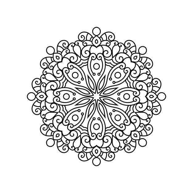Mandala decorativa y patrón para Mehndi, boda, islam. Esboza la página del libro de colorear de mandalas.