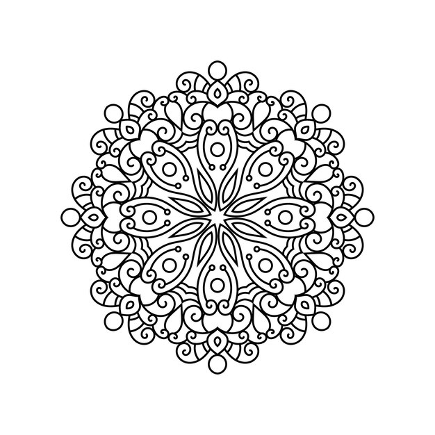 Mandala decorativa y patrón para Mehndi, boda, islam. Esboza la página del libro de colorear de mandalas.