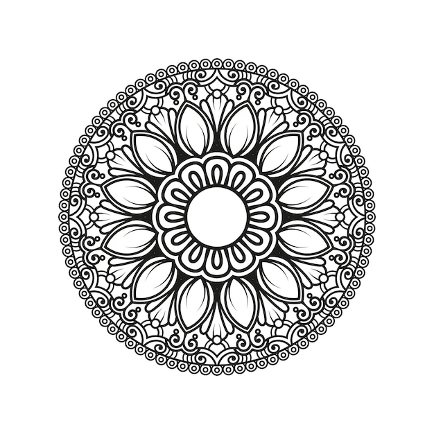 Mandala decorativa y patrón para Mehndi, boda, islam. Esboza la página del libro de colorear de mandalas.