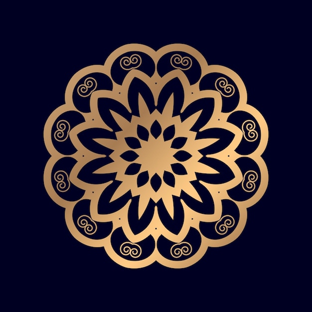 Mandala degradado dorado elegante redondo sobre fondo negro