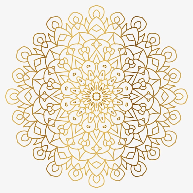 Mandala con degradado dorado ornamental de lujo en color dorado adorno redondo elementos repetitivos