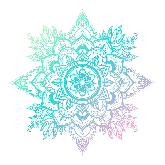 Vector mandala degradado redondo sobre fondo blanco aislado. mandala de boho de vector en colores pastel. mandala con motivos florales. plantilla de yoga