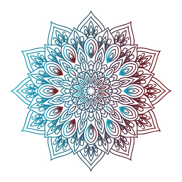 Mandala degradado redondo sobre fondo blanco aislado mandala con patrón floral
