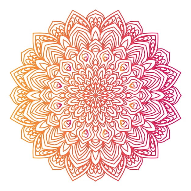 Mandala degradado redondo sobre fondo blanco aislado mandala con patrón floral