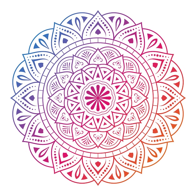 Mandala degradado sobre fondo blanco aislado