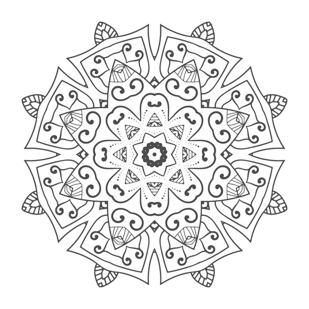 Mandala dibujada a mano para colorear página flor