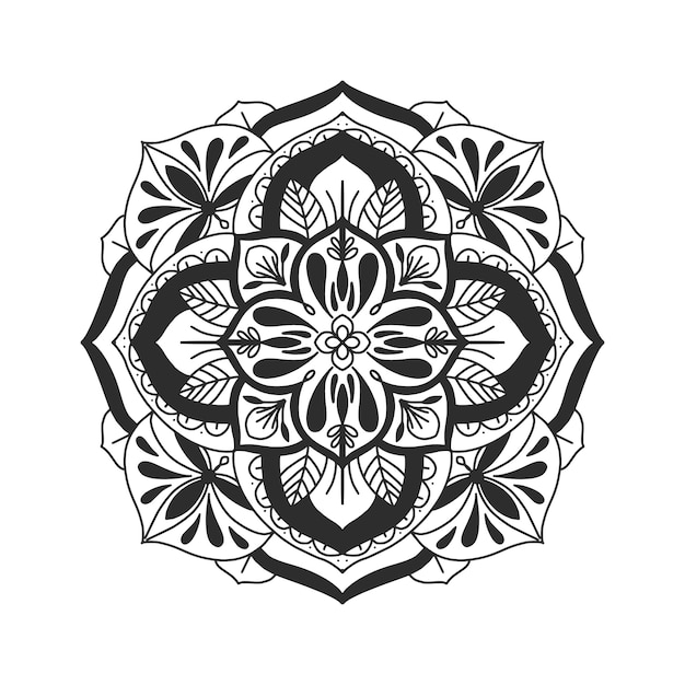 Mandala dibujada a mano flor redondeada