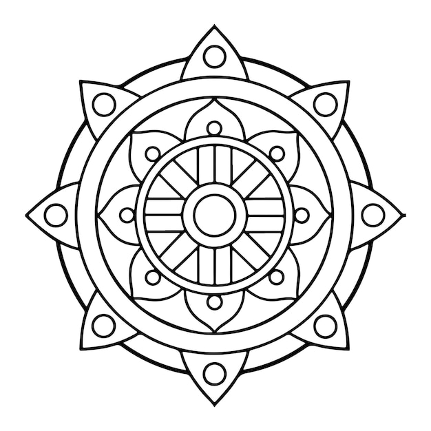 Mandala dibujada a mano en formato vectorial Una mandala vibrantemente decorada Decoración floral separada con