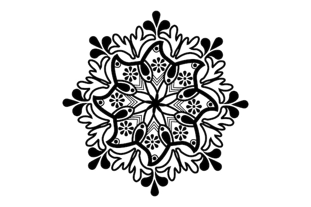 Mandala dibujada a mano con motivos florales Mandala ornamental página de libro para colorear para adultos Patrón de mandala