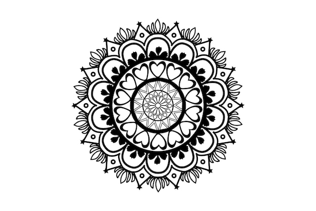 Mandala dibujada a mano con patrones florales Mandala ornamental página de libro de colorear para adultos Mandala patter