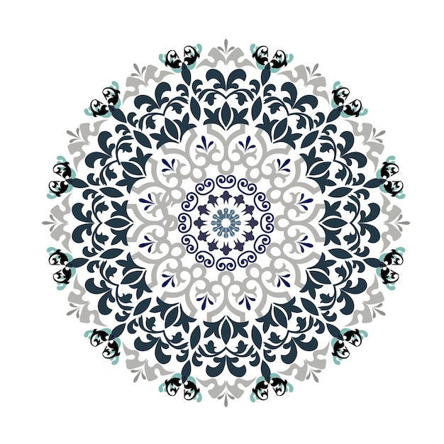 Mandala dibujada a mano por vector con corazones Ornamento étnico de mandala