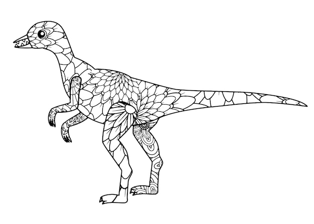 Mandala de dinosaurios para colorear para niños y adultos premium vector
