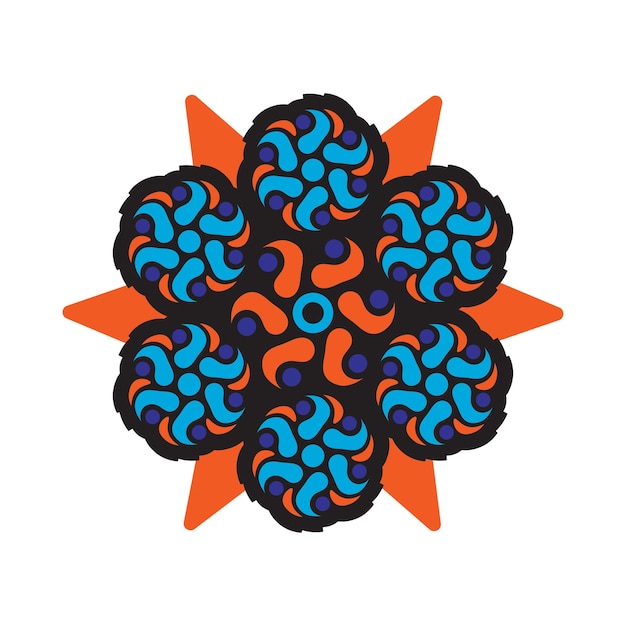 mandala de doodle dibujado a mano con coloridos adornos tribales aislados