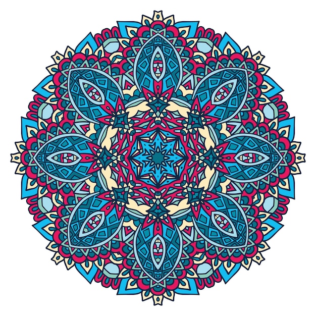 mandala de doodle dibujado a mano. Mandala étnica con adornos de colores.