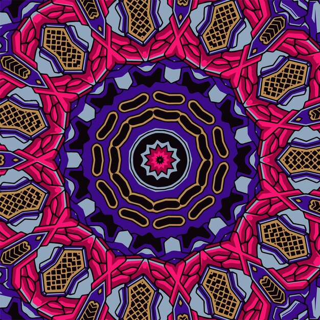 Mandala doodle línea decorada fondo abstracto geométrico mosaico vector sin costura boho étnico patrón ornamental